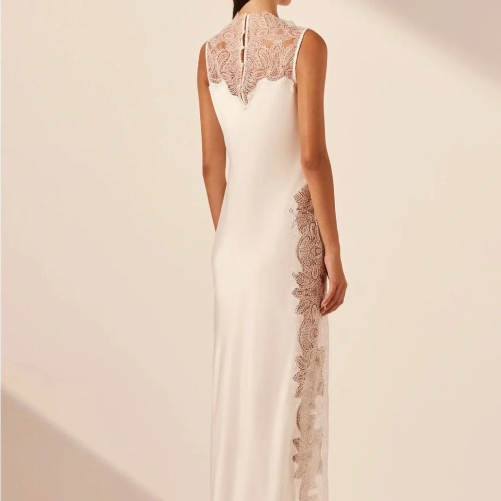 Shona Joy White and Brown Lace Maxi Dress - Picture 4 of 11